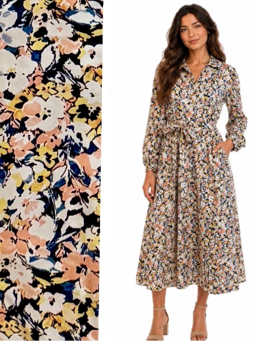 Laundry By Shelli Segal, Floral Silky Maxi Shirt Dress floral, Size 14